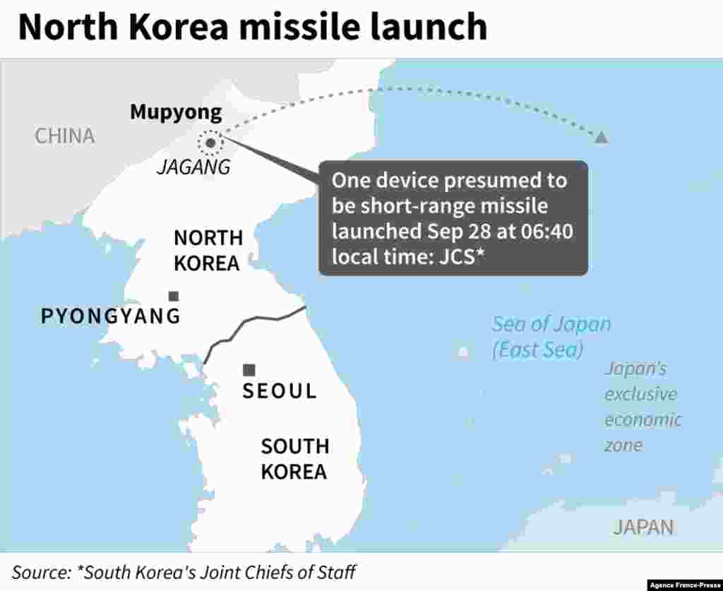 Şimali Koreyanın raket sınağı keçirdiyi yerin xəritəsi