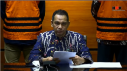 Wakil Ketua KPK Nurul Ghufron saat menggelar konferensi pers di Jakarta, Jumat, 9 April 2021, dalam tangkapan layar. (Foto: VOA/Sasmito)