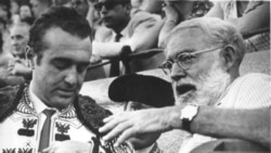 Ernest Hemingway offers a word of advice to Banderillero bullfighter Juan De La Palma