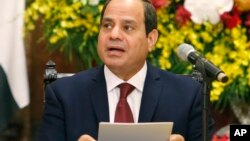 Le président égyptien Abdel-Fattah el-Sissi lors d’une conférence de presse à Hanoi, Vietnam, 6 septembre 2017.