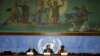 FILE - (L-R) Francoise Hampson, Fatsah Ouguergouz and Reine Alapini Gansou, members of the UN Commission of inquiry on Burundi attend a news conference at the United Nations Office in Geneva, Sept. 4, 2017.