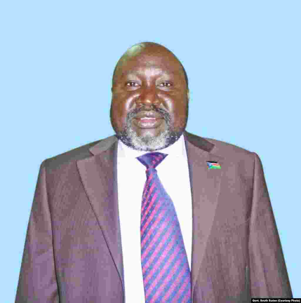 Former Lakes State Governor Chol Tong Mayay, one of seven political detainees who were released Wednesday, Jan. 29, 2014, by the South Sudan government under the terms of a deal signed in Ethiopia last week. 