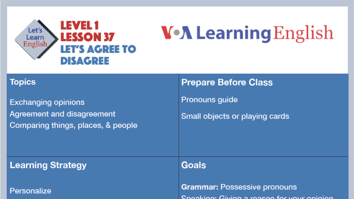 voa learning english level 3 lesson 1