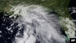 A photo provided the the National Oceanic and Atmospheric Administration shows the tropical low pressure system in the Gulf of Mexico, September 1, 2011 at 2015 UTC.