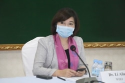 Dr. Li Ailan, a representative of the World Health Organization (WHO) in Cambodia, talks about how the country should prepare for a large-schale COVID-19 outbreak, Phnom Penh, Camodia, Monday, April 13, 2020. (Sun Narin/VOA Khmer)