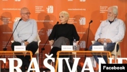 Učesnici konferencije "Rastrašivanje": Rodoljub Šabić, Sandra Petrišić, Miroslav Hadžić (Foto: Beogradski centar za bezbednosnu politiku)