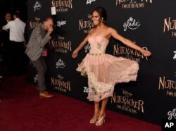 Misty Copeland, a cast member in "The Nutcracker and the Four Realms," poses at the premiere of the film at the Dolby Theatre in Los Angeles, Oct. 29, 2018.