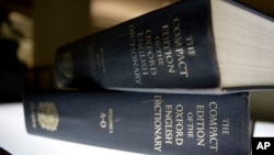 FILE - An Oxford English Dictionary is shown at the headquarters of the Associated Press in New York, Aug. 29, 2010.
