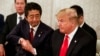 美國總統特朗普（右）訪日，與日本首相安培會晤。