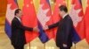 Cambodian Prime Minister Hun Sen (L) shakes hands with China's President Xi Jinping before a meeting at the Great Hall of the People in Beijing, Nov. 7, 2014.