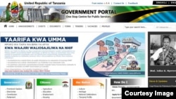 A screenshot shows Tanzania's government website on April 24, 2018.