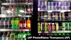 FILE: Sugary drinks for sale in a store in Kent, Washington. (AP Photo/Elaine Thompson)