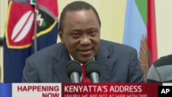 Kenya's President Uhuru Kenyatta speaks to the nation in this image taken from TV, Sept. 1, 2017.