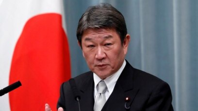 Ngoại trưởng Nhật Bản Toshimitsu Motegi, trong bức ảnh chụp tại một cuộc họp báo ở Tokyo hôm 11/9/2019, mới thông báo rằng Nhật sẽ tặng thêm cho Việt Nam 1 triệu liều vaccine AstraZeneca để chống dịch COVID-19. 
