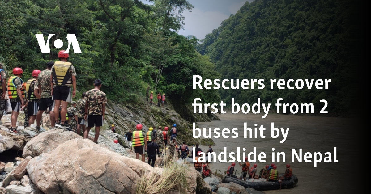 Rescuers recover first body from 2 buses hit by landslide in Nepal