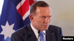 FILE - Australian Prime Minister Tony Abbott speaks at a news conference.
