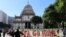 World Cup protesters in Rio de Janeiro, Brazil, June 12, 2014. (Brian Allen/VOA)