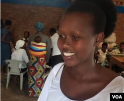 Safi Mukundwa, 33, inspired the Safi Life organization, which strives to advance Rwandan women. She’s shown at the center in Ndera, a village near Kigali. (E. Rwema/VOA)