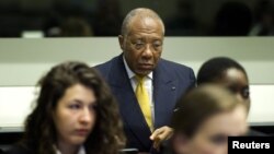 Former Liberian President Charles Taylor listens to the judge at the opening of the sentencing judgement hearing at the court in Leidschendam, near The Hague, May 30, 2012. 