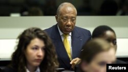 Former Liberian President Charles Taylor listens to the judge at the opening of the sentencing judgement hearing at the court in Leidschendam, near The Hague, May 30, 2012. 