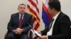 William A. Heidt, US ambassador to Cambodia, sits down for an interview with VOA Khmer reporter Neou Vannarin at the U.S. Embassy in Phnom Penh, Cambodia, on February 10, 2016. (Nov Povleakhena/VOA Khmer)