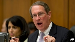 House Judiciary Committee Chairman Rep. Bob Goodlatte, R-Va., gestures as he speaks on Capitol Hill in Washington, June 18, 2013, during the committee's hearing to discuss the Strengthen and Fortify Enforcement Act.