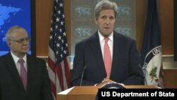 John Kerry and Ambassador-at-Large for International Religious Freedom David Saperstein. (File)