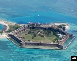 An aerial view of Fort Jefferson on Garden Key, Dry Torguas National Park