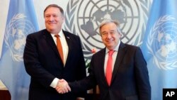El secretario de Estado de EE.UU., Mike Pompeo se reunió el viernes con el secretario general de Naciones Unidas, António Guterres.