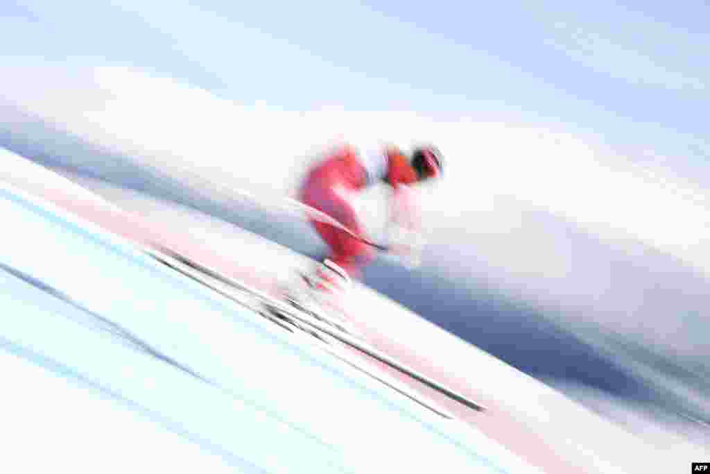 Norway's Kristina Riss-Johannessen takes part in a training session of the women's downhill race at the 2017 FIS Alpine World Ski Championships in St. Moritz.