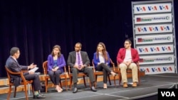 Moderator Akmal Dawi (L) with panelists (from L to R) Oya Rose Aktas, Mohamed Hussein, Morsal Mohamad and Othman Altalib