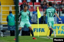 Le Portugais Cristiano Ronaldo, lors du match contre la Russie, à la coupe des Confédérations, au stade de Spartak, Moscou, 21 juin 2017.