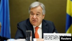 Le secrétaire général des Nations Unies Antonio Guterres, Genève, Suisse, 3 avril, 2018. 