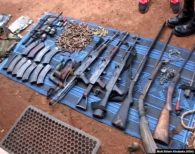 Ammunition and weapons were seized from armed men who held Cameroonians hostage, June 6, 2018.