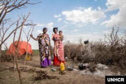 FILE - A Somali family who lost most of their livestock because of severe drought pose for a picture in Wajaale, Somalia, June 2017. (UNHCR/Mustafa Saeed)