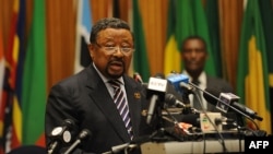 Commissioner Jean Ping addresses participants of the opening session of the African Union Peace and Security Council meeting in Addis Ababa July 14,2012. 