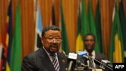 Commissioner Jean Ping addresses participants of the opening session of the African Union Peace and Security council meeting in Addis Ababa July 14,2012. 
