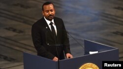 Le Premier ministre Abiy Ahmed lors de la cérémonie où il a reçu le prix Nobel en 2019. (Photo Reuters)