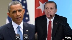 Presiden AS Barack Obama (kiri) melakukan pembicaraan telepon dengan Presiden Turki Recep Tayip Erdogan Jumat (19/2).