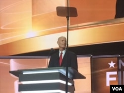 Republican Gov. Rick Scott is the first speaker Wednesday night at the Republican convention, July 20, 2016.