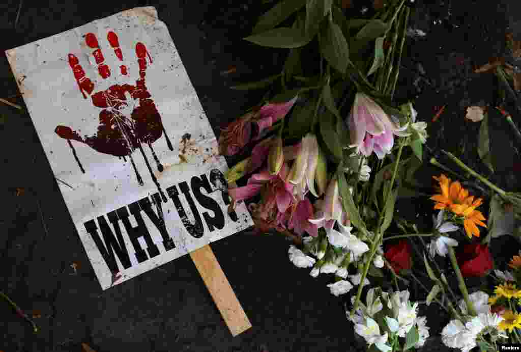 A memorial at the location where police shot Keith Scott in Charlotte, North Carolina.