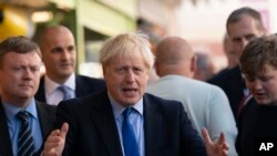 The Premier ministre britannique Boris Johnson, le vendredi 13 septembre 2019. (AP Photo / Jon Super)