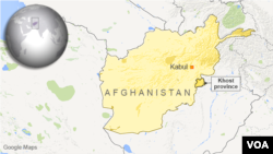 Map showing location of Khost province, Afghanistan.