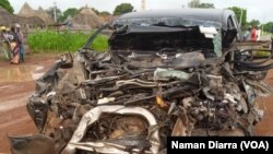 FILE: Accident-destroyed vehicle on Senegal road. Accidents are frequent on the African nation's roads due to their condition. Taken Sept. 23, 2021