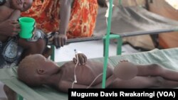 Matthew Buru, 4, undergoes intravenous treatment for cholera at an MSF treatment center near Juba earlier this year. MSF says cholera cases are down but cases of kala azar are up sharply. 