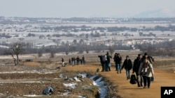 Migranti ulaze u Srbiju iz Makedonije, blizu sela Miratovac, 19. januara 2016.