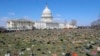 هزاران جفت کفش در مقابل ساختمان کنگره، برای یادبود دانش آموزانی که در ده ها مورد تیراندازی در مدارس ایالات متحده کشته شده اند.