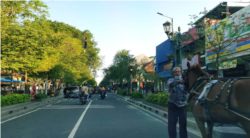 Seorang kusir andong di Jalan Malioboro yang sepi wisatawan. (Foto: VOA/Nurhadi Sucahyo)