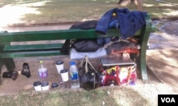 Some of the items belonging to protesters camping at Africa Unity Square.