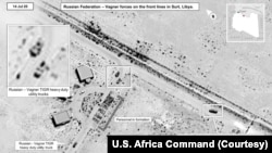 Images de surveillance montrant des camions du groupe Wagner, et des véhicules blindés russes résistants aux mines présents en Libye. (U.S. Africa Command)